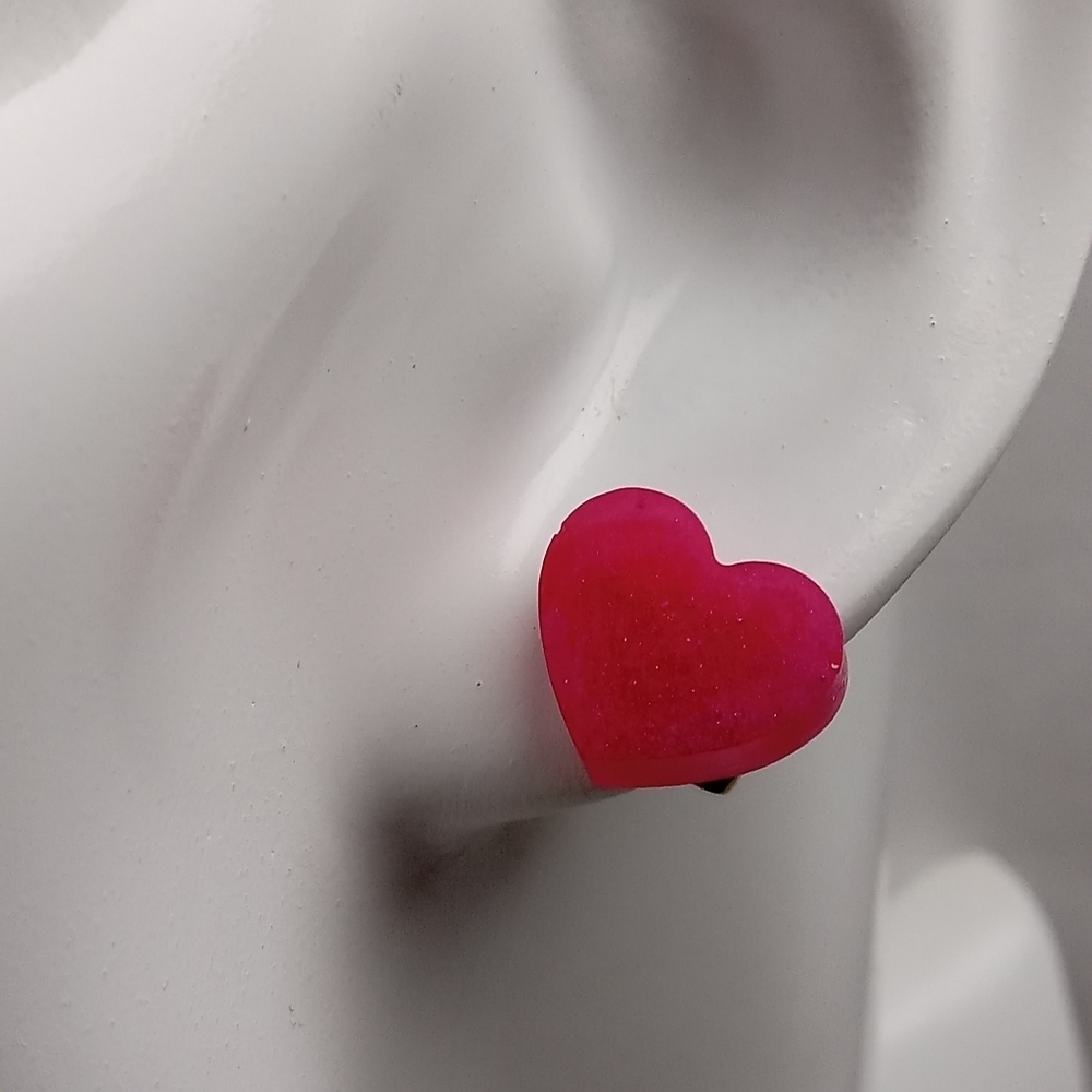 5/$25 Hand Crafted Pink Heart Earrings